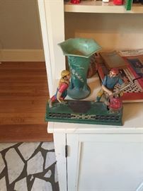 Iron baseball penny bank (reproduction)