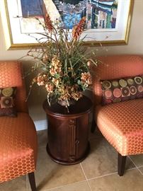 VERY NICE PAIR OF SLIPPER CHAIRS UPHOLSTERED IN HAPPY ORANGE