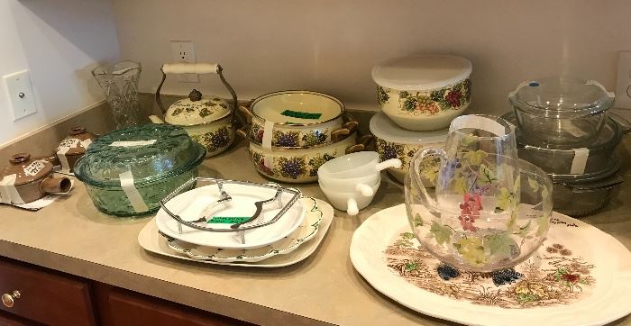 Nice selection of dishes and cookware.