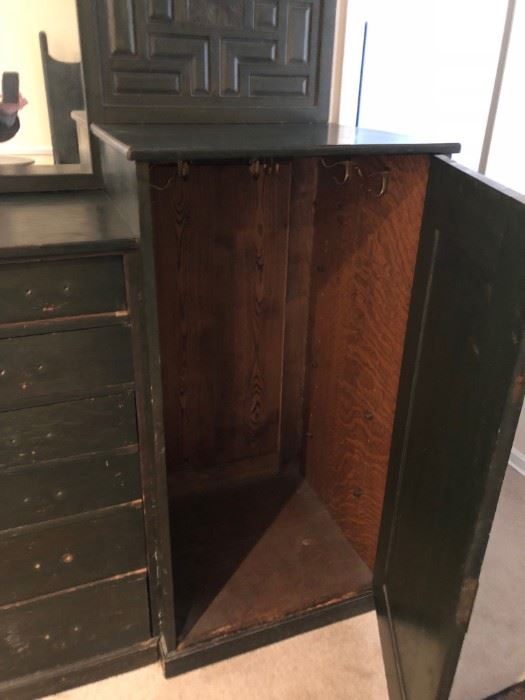 Interior Oak Armoire Attached to Dresser