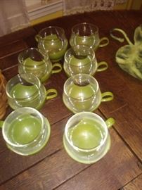 Mid Century Green Cups