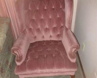 Pink wingback chair 1 of 2