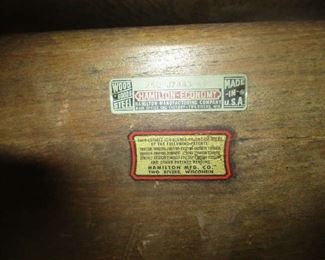 Labels on antique drafting table