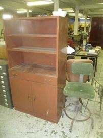 Metal cabinet and drafting stool