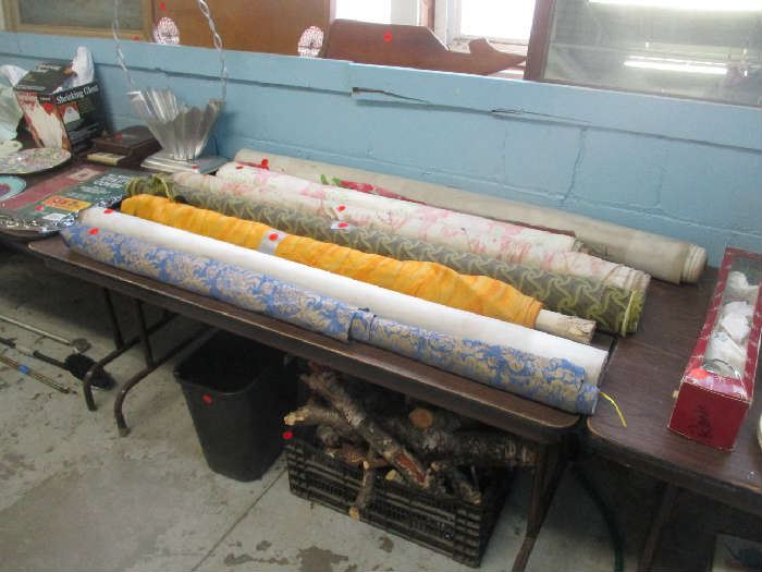 Rolls of fabric and upholstery