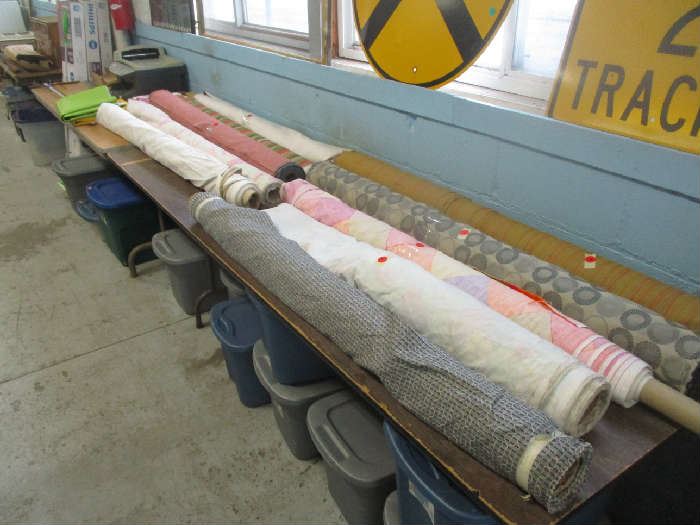 Rolls of fabric and upholstery