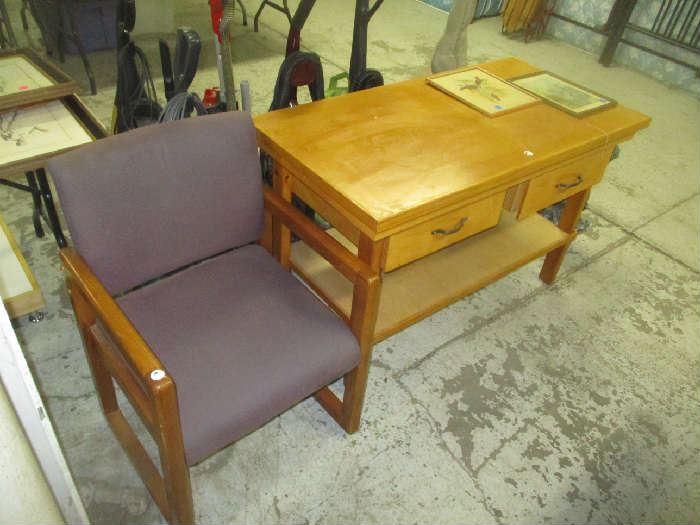 Wood table and office chair