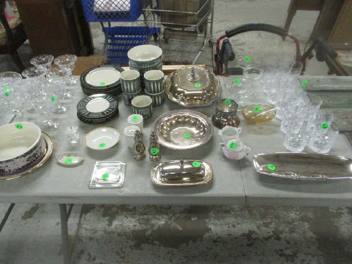 Glassware and silver plate items
