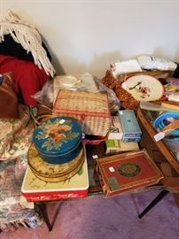 vintage sewing and sewing boxes