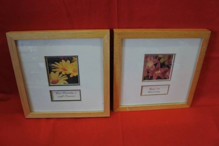 Set of 2 of Mated Flowers with Friendship Quote wi ...
