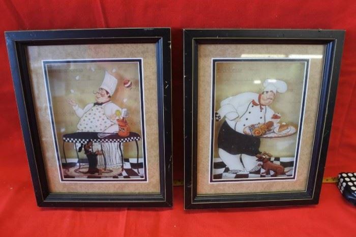 Set of 2 Chef Ravioli 3D Checkered Kitchen Plaques
