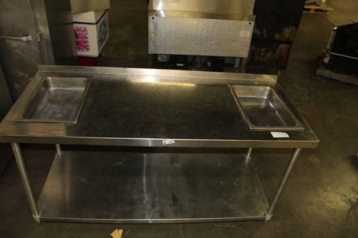 Stainless Steel Table with 2 Full Size Stainless S ...