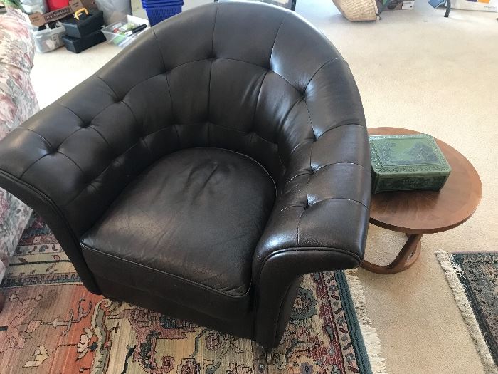 Nice leather rolled-arm club chair