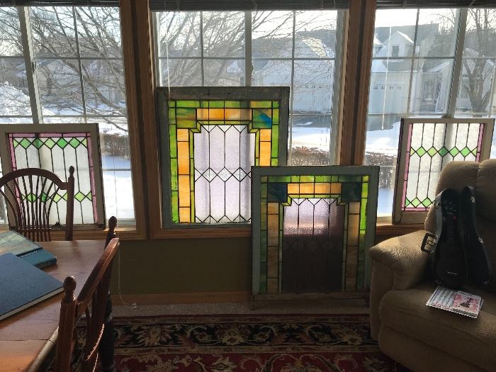 Leaded and stained glass windows.