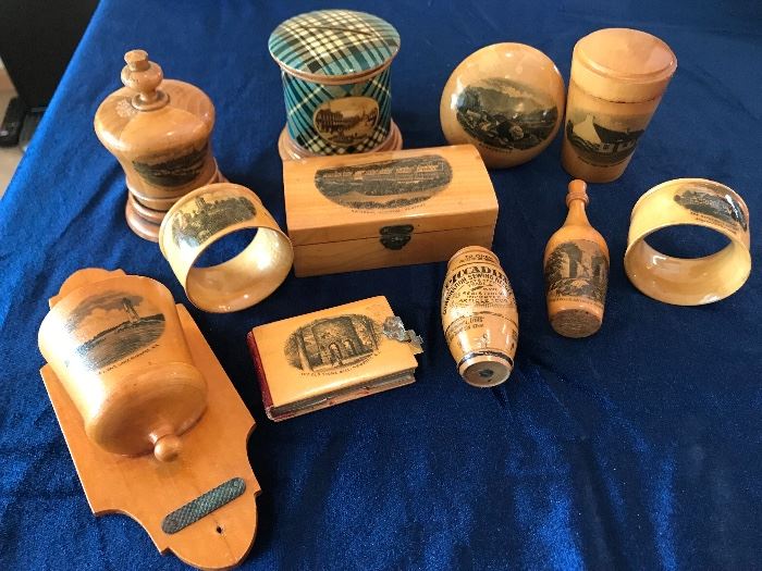 Mauchline Ware souvenir items from 1800's. 