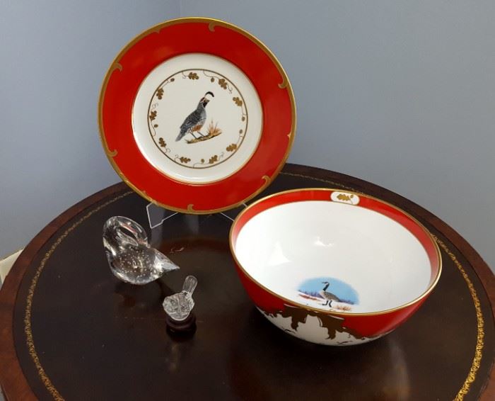 Lynn Chase Winter Game Birds Buffet Plate and Bowl