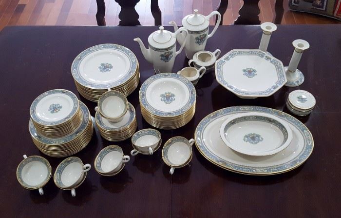 Lenox Autumn China - 6 piece place setting set of 12 , oval platter, bowl, coffee pot, and candle sticks