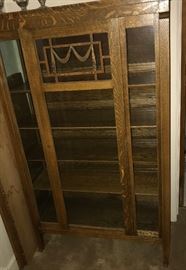 Mission oak glassfront bookcase