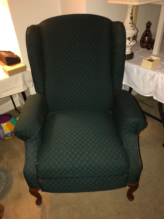 Wing chair with recliner and foot rest