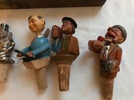 Vintage carved wood bottle corks