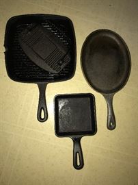 Cast iron grill and fry pans