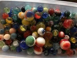 Large jar of vintage marbles