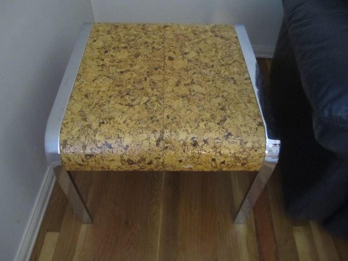 CORK  AND CHROME END TABLE