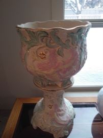 Antique Victorian gardeners and pedestal