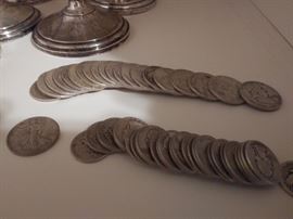 Old silver American coins