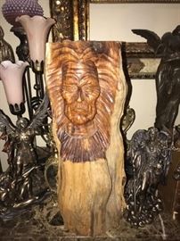 LARGE CARVED WOOD INDIAN $145