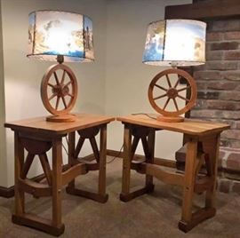 TABLES $50 EACH LAMPS $100 COULD USE A REWIRING