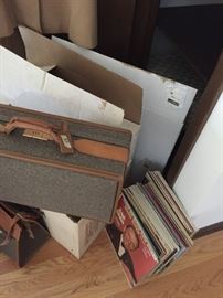 Hartmann luggage with boxes and tweed and leather
