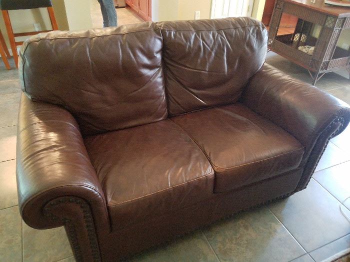 Leather loveseat