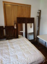 Headboard/dual matching mirrors with frame