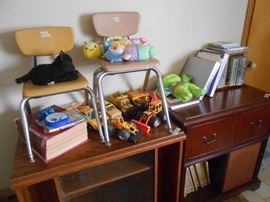 50's - 60's children's chairs and small trucks