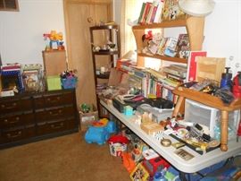 Dresser, books, toys and toys