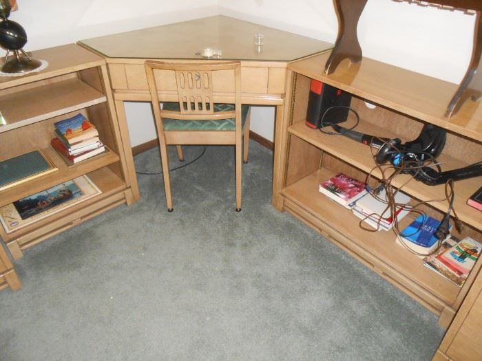 Mid-Century corner desk, book cases