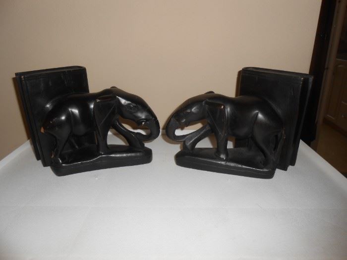 Wooden Elephant bookends