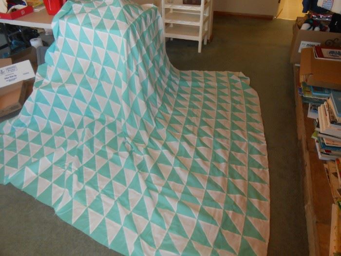This beautiful quilt top is 9 1/2 X 9 1/2 feet and is ready for batting and finishing.  The hard work has been done for you.