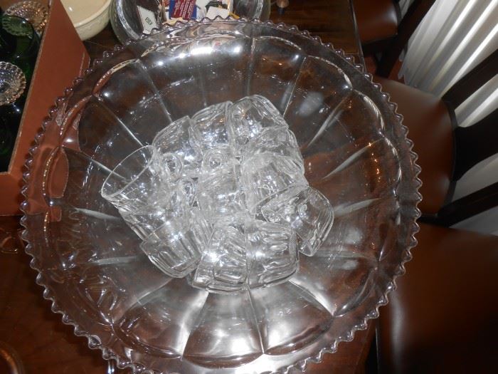 Large glass punch bowl