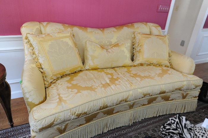 Sofa upholstered with Scalamandré silk damask 