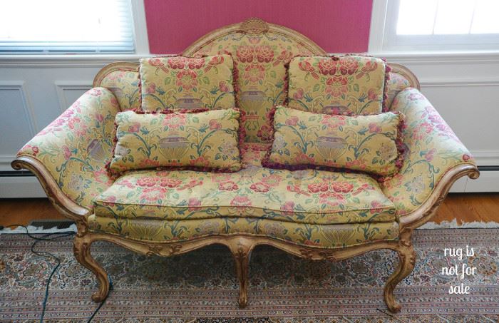 Settee upholstered with Scalamandré fabric