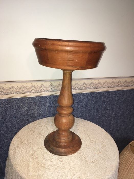 Turned Wooden Bowl on Stand