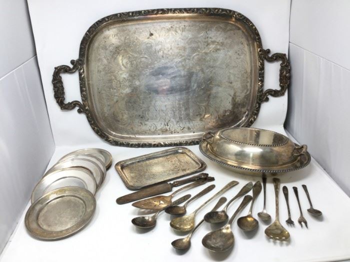 Silver Plate Tray and More https://ctbids.com/#!/description/share/116291
