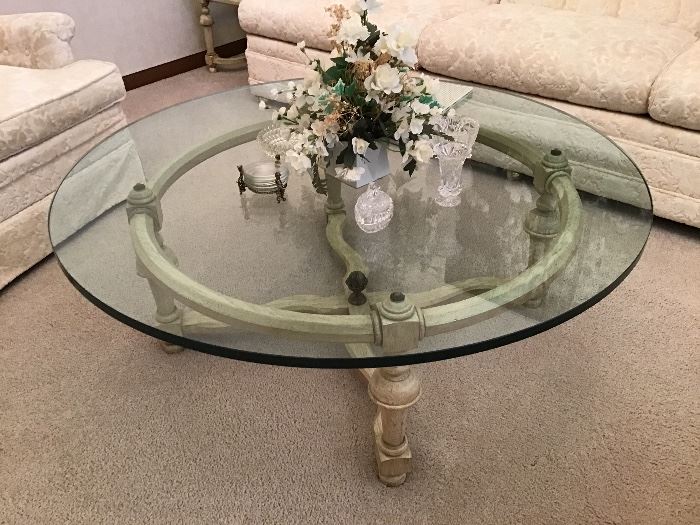 Nice large heavy coffee table with thick glass