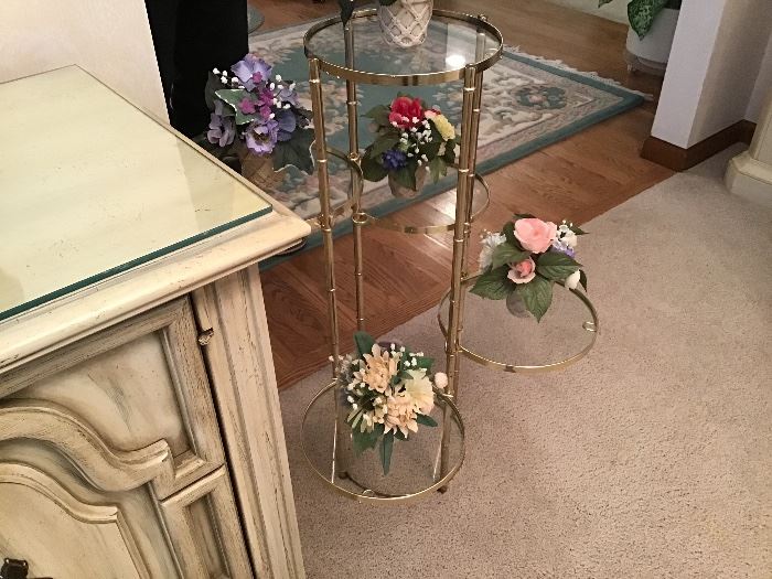 Brass &  glass plant stand