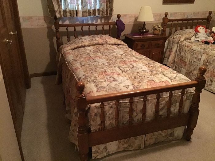Twin bed,with bedding,matching drapery