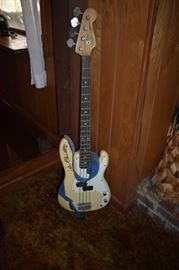 Autographed John Entwistle Fender Guitar won through a contest in 1989 during the "Tommy Tour" with Pete Townsend. The guitar was part of a radio contest here in Nashville in which they gave away the autographed John Entwistle Guitar on Thursday night and an autographed Pete Townsend Guitar on Friday night. A member of the Shelhart Family entered the contest and won this Guitar. It was made in Japan and has no serial number on the back plate. Who will be the fortunate person to win this Beautiful, Nostalgic, Valuable Guitar?