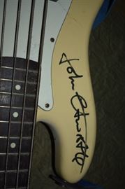 Autographed John Entwistle Fender Guitar won through a contest in 1989 during the "Tommy Tour" with Pete Townsend. The guitar was part of a radio contest here in Nashville in which they gave away the autographed John Entwistle Guitar on Thursday night and an autographed Pete Townsend Guitar on Friday night. A member of the Shelhart Family entered the contest and won this Guitar. It was made in Japan and has no serial number on the back plate. Who will be the fortunate person to win this Beautiful, Nostalgic, Valuable Guitar?