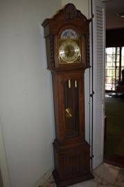 Beautiful Grandfather Clock with Barley Twist Columns Bordering the Face of the Clock